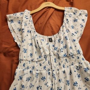 Floral Blue and White Dress